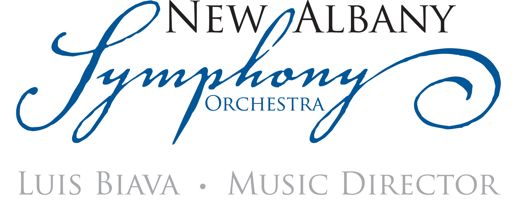 New Albany Symphony Orchestra Logo with Luis Biava Music Director full color